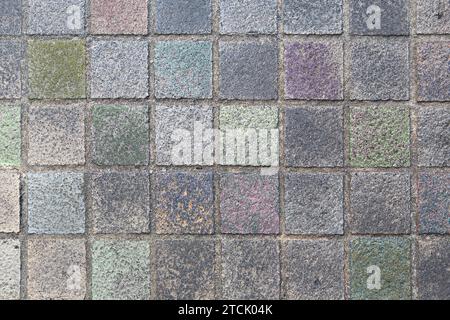 Outdoor stone block tile floor background and texture pattern Stock Photo