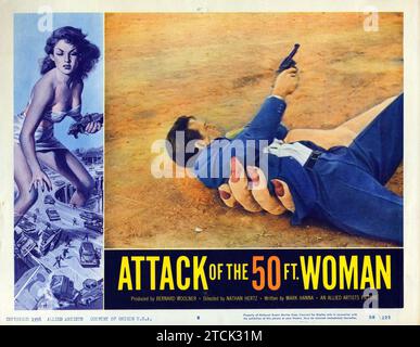 Attack of the 50 Foot Woman (Allied Artists, 1958). Vintage lobby card, poster featuring Allison Hayes, William Hudson and Yvette Vickers. Stock Photo