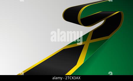 Realistic ribbon background with flag of Jamaica. An element of impact for the use you want to make of it. Stock Vector