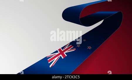 Realistic ribbon background with flag of Newzealand. An element of impact for the use you want to make of it. Stock Vector