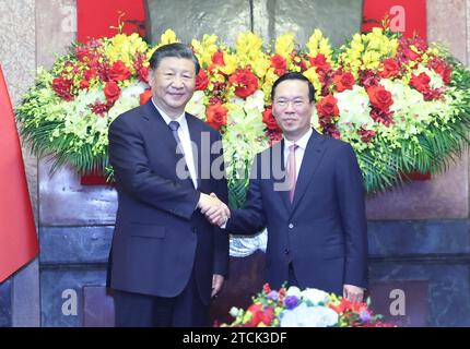 Hanoi, Vietnam. 13th Dec, 2023. Xi Jinping, general secretary of the Communist Party of China Central Committee and Chinese president, holds talks with Vietnamese President Vo Van Thuong in Hanoi, capital of Vietnam, Dec. 13, 2023. Credit: Ju Peng/Xinhua/Alamy Live News Stock Photo