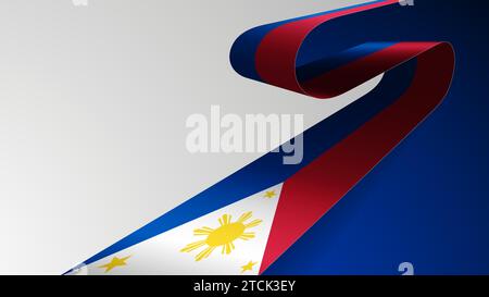 Realistic ribbon background with flag of Philippines. An element of impact for the use you want to make of it. Stock Vector