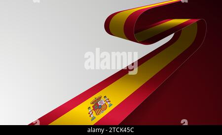 Realistic ribbon background with flag of Spain. An element of impact for the use you want to make of it. Stock Vector