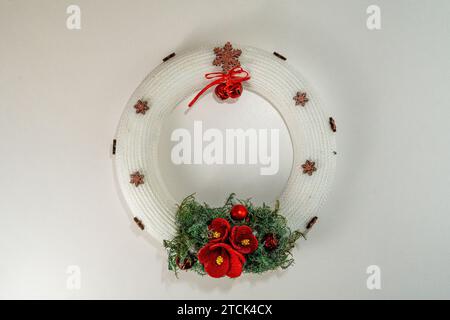 White Christmas wreath with bells Stock Photo