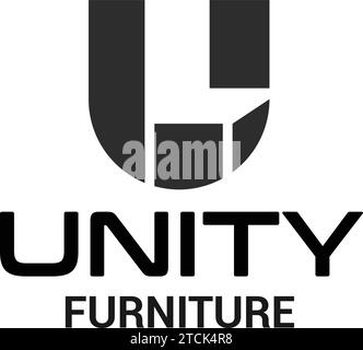 Flat letter initial U UNITY FURNITURE logo design Stock Vector