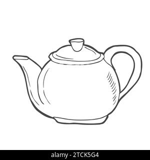 Teapot hand drawn doodle kitchen utensils element. Kitchen tools and appliances for cooking Stock Vector
