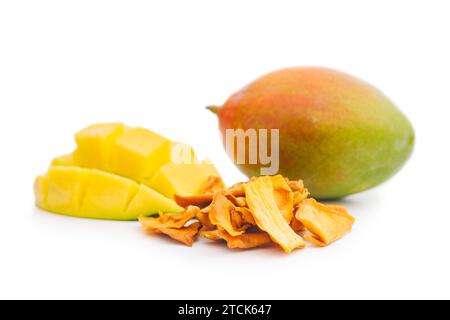 Dried mango fruit isolated on the white background. Stock Photo