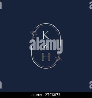KH wedding initial logo letters in high quality professional design that will print well across any print media Stock Vector