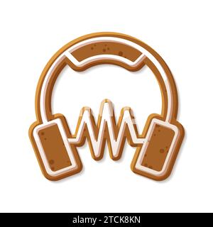 Christmas gingerbread headphones with sound line.Vector illustration Stock Vector