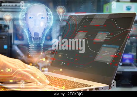 Concepts, development of artificial intelligence and self-learning of artificial intelligence Stock Photo