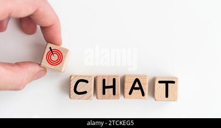 Word CHAT made with wood blocks on a light background Stock Photo