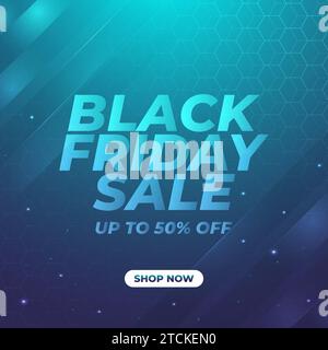 Black Friday sale banner with hexagon concept in futuristic style Stock Vector