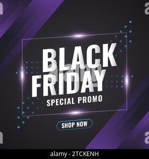 Black Friday sale banner with glowing frame and abstract concept Stock Vector