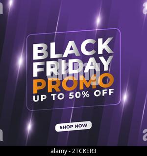 Black Friday sale banner with gradient background and glowing light Stock Vector