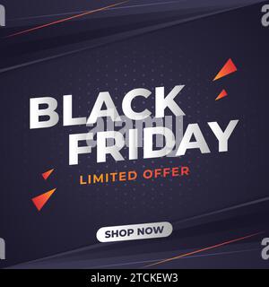 Black Friday sale banner with halftone pattern on dark background Stock Vector