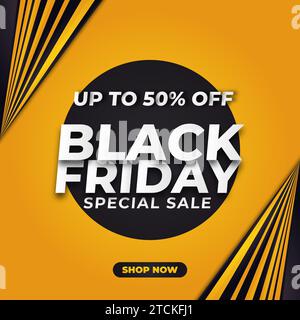 Black Friday sale banner with black and yellow concept Stock Vector