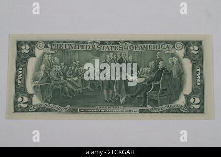 The United States Two (2) Dollar Bill (circa 1970's), 11 new uncirculated notes!!! Stock Photo