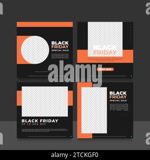 Set of Black Friday social media template with modern dynamic style, can be used for banner, flyer, or presentation Stock Vector