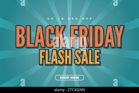 Black Friday sale banner with text in vintage style and sunburst background Stock Vector