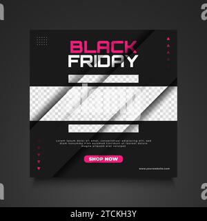 Black Friday sale banner or flyer template with 3d creative concept for promotion or advertisement Stock Vector
