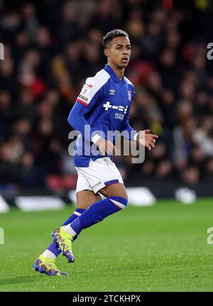 Watford, UK. 12th Dec, 2023. Omari Hutchinson of Ipswich during the Sky Bet Championship match at Vicarage Road, Watford. Picture credit should read: David Klein/Sportimage Credit: Sportimage Ltd/Alamy Live News Stock Photo