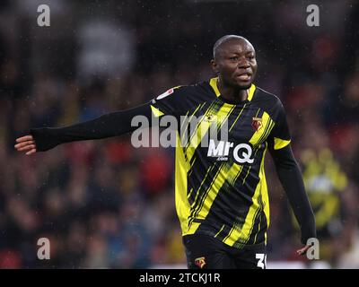 Watford, UK. 12th Dec, 2023. Edo Kayembe of Watford during the Sky Bet Championship match at Vicarage Road, Watford. Picture credit should read: David Klein/Sportimage Credit: Sportimage Ltd/Alamy Live News Stock Photo