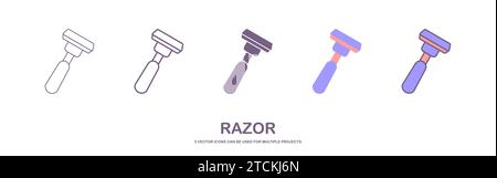 Disposable razor line icon. Shaving razor vector illustration isolated on white. Shaver outline style designed for and app Stock Vector