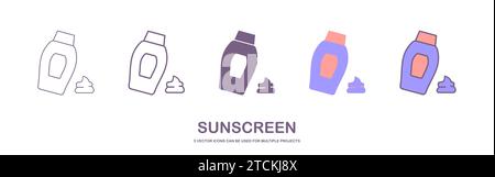 sunscreen line icon, vector best line icon. Stock Vector