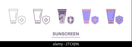 sunscreen line icon, vector best line icon. Stock Vector