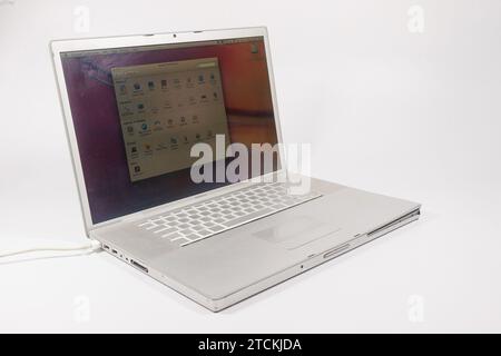 vintage Apple MacBook Pro laptop computer isolated on white studio background Stock Photo