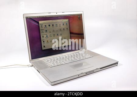 vintage Apple MacBook Pro laptop computer isolated on white studio background Stock Photo
