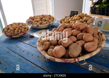 patatas ibicencas, Mercat Pagès, Centre Artesà Antoni Tur Gabrielet ,Sant Francesc Xavier, Formentera, balearic islands, Spain Stock Photo