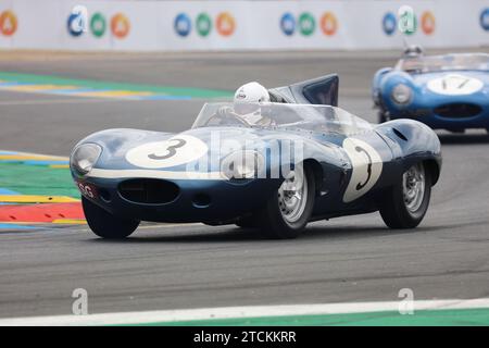 2023 Le Mans Legends Parade - 1957 Winner Jaguar D-Type Stock Photo