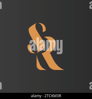 Luxury Golden and Black Color initial based SR logo. Logo letter SR Monogram golden Logos design Stock Vector