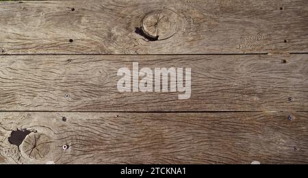 Shabby wooden background texture surface. Surface of the old brown wood texture. Old textured wooden background. Top view. Stock Photo