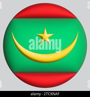 3D Flag of Mauritania on circle Stock Photo - Alamy