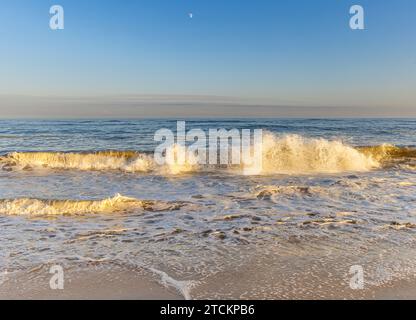 detail image of waves crashing on a east hampton beach, ny Stock Photo