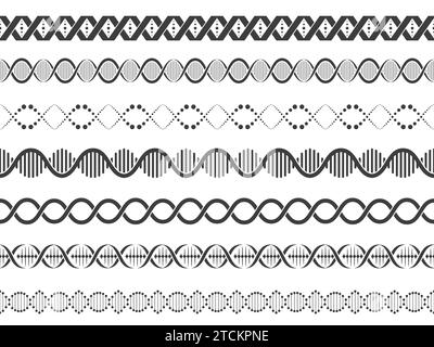 Dna spirals seamless pattern. Biochemistry gene sequence model for wallpaper, biology research concept for fabric print. Vector texture Stock Vector