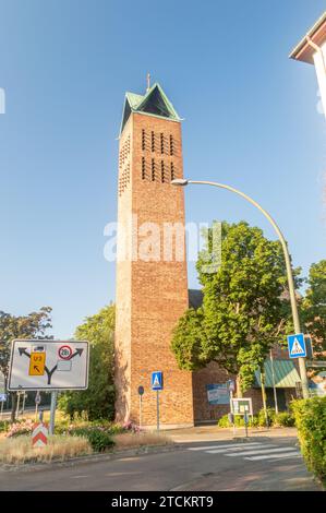 Hanau, Germany - June 25, 2023: Bell tower of Christuskirche church. Stock Photo