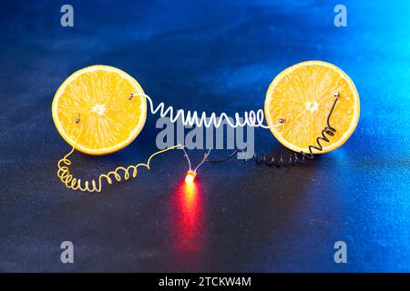 electronic construction alternative energy from orange Stock Photo