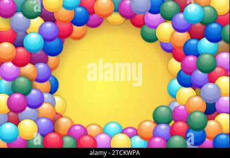 Gum balls background. Cartoon sweet colorful gumball, sugar candy and bubblegum balls for children room decoration, playful toy. Vector isolated Stock Vector