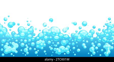 Cartoon soap foam background. Bubbles of liquid soap, shampoo balls. Soapy water drop, shampoo and shampoo foam balls. Effervescent vector texture Stock Vector