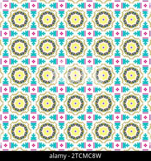 A vibrant blue background featuring a geometric tile pattern Stock Photo
