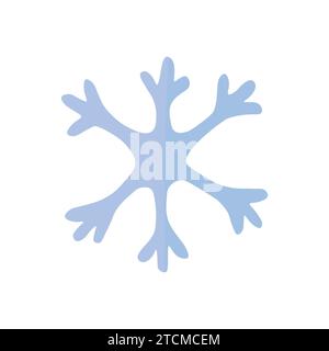 Simple doodle snowflake illustration blue color. Isolated snow icon for print. Stock Vector