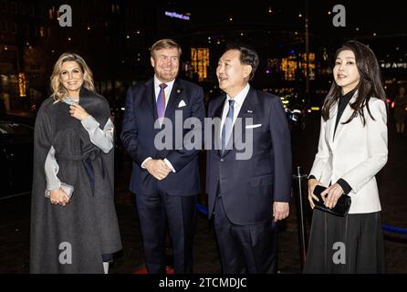 AMSTERDAM - President Yoon Suk Yeol and his wife arrive at AFAS Live for the return performance, during a two-day state visit. The president and his wife offer the royal couple a music and dance performance. ANP EVA PLEVIER netherlands out - belgium out Stock Photo