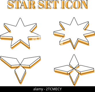 Set of isometric star shapes icons Vector Stock Vector