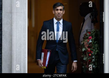 London, UK. 13th Dec, 2023. Prime Minister Rishi Sunak leaves 10 Downing Street for Parliament to take Prime Minister's Questions in London. (Photo by Tejas Sandhu/SOPA Images/Sipa USA) Credit: Sipa USA/Alamy Live News Stock Photo