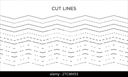 Cutting paper lines. Set of vector icons. Stock Vector