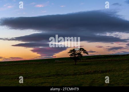 Unusual cloud formation in evening sky, Yorkshire Dales, Yorkshire, England Stock Photo