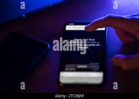 Gemini AI model on google website on smartphone screen. Stock Photo